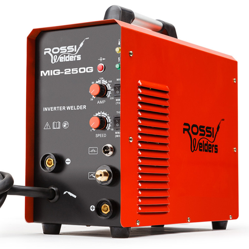 ROSSI 250 Amp 4-in-1 Inverter Welder MIG TIG Stick GMAW ARC Gas Gasless with Accessories