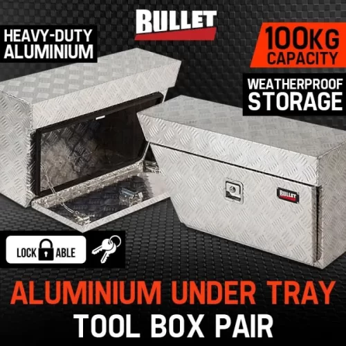 BULLET Pair of Under Tray Ute Tool Boxes Aluminium Vehicle Box Body Toolbox main
