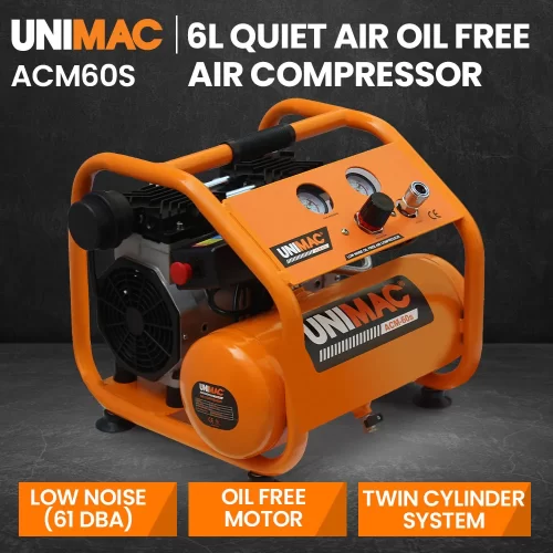 UNIMAC 1.5HP 6L Silent Oil-Free Portable Electric Air Compressor main